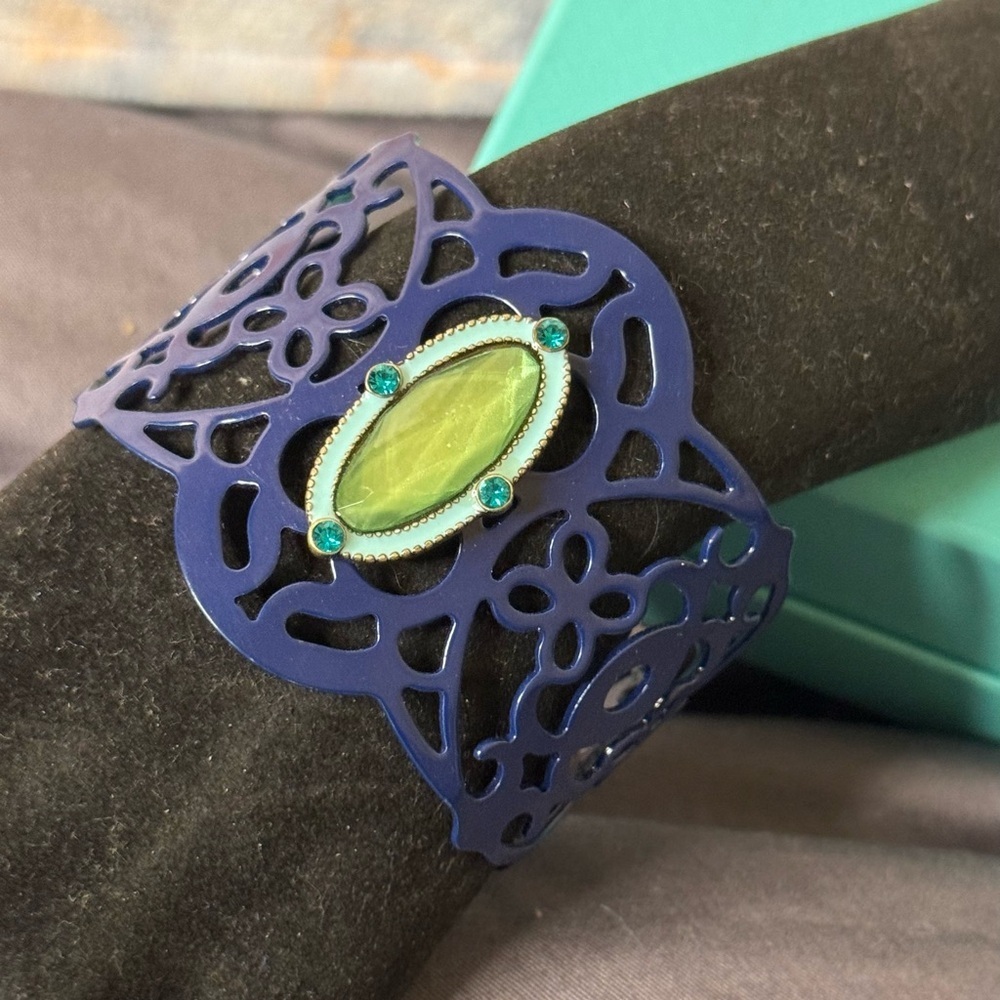 Vibrant Blue and Turquoise Green Cuff Bracelet